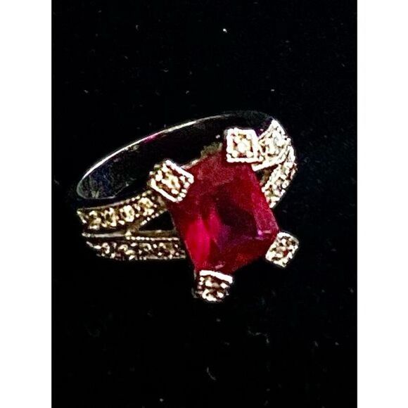 DA# Only you know” Sz. 7 Ruby, Cz & 925 Silver Ring - Picture 1 of 6